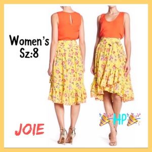 Designer JOIE Floral Silk Zip Skirt A25